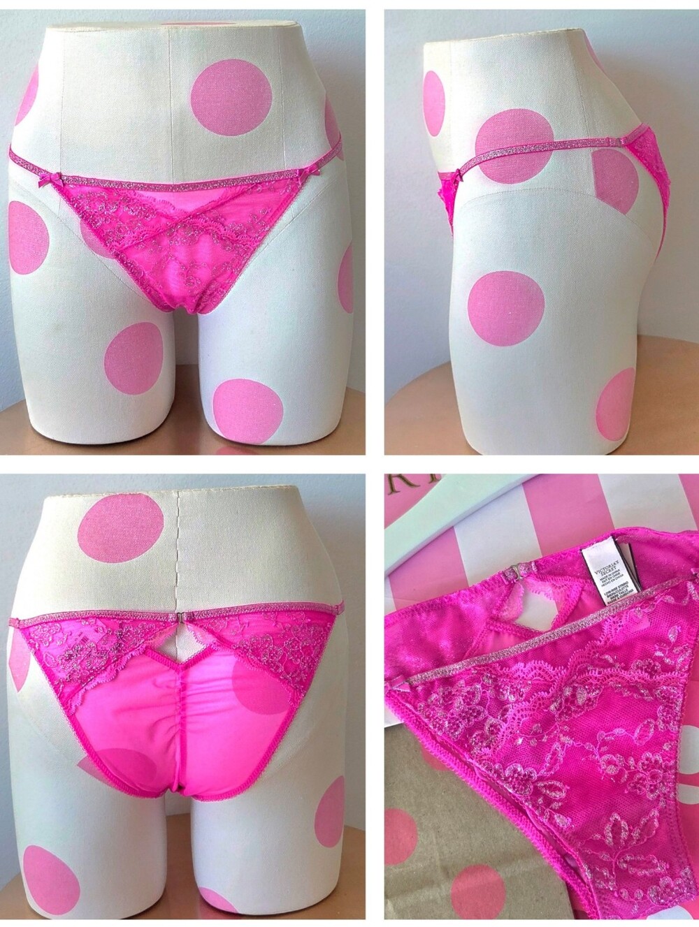 Victoria's Secret Vintage Fashionshow Glitter Cutout String Strappy Panty NWT